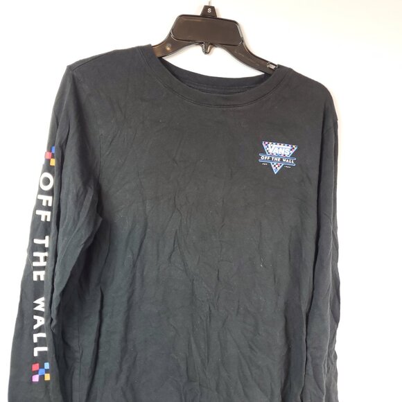 Vans Off The Wall Long Slv Black Checkered Graphic Print TShirt Sz X Large - Picture 2 of 11